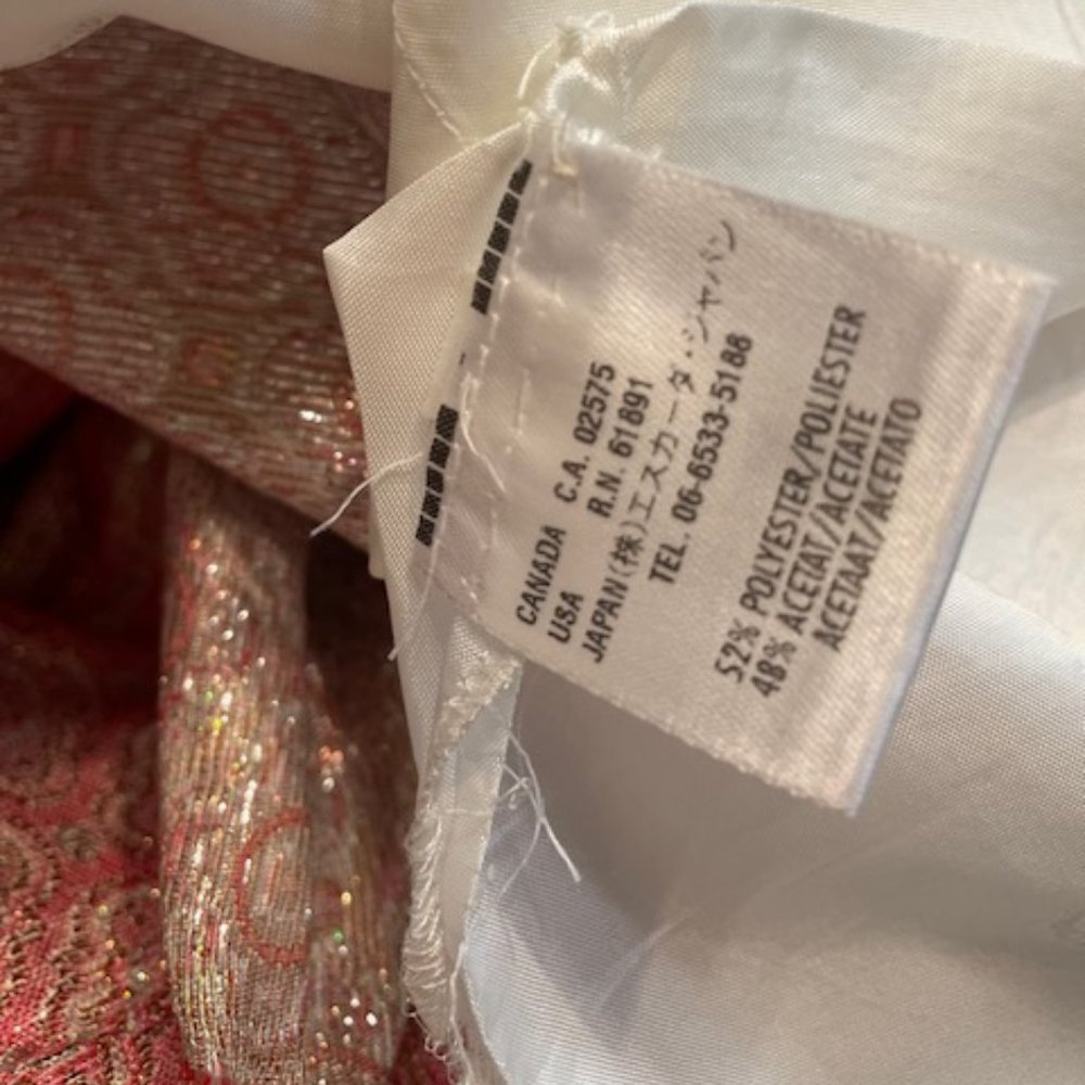 Escada Sz 36 Pink, Sliver, Gold Strapless Brocade Evening Dress - Picture 10 of 15